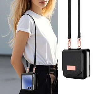 Hülle Für Samsung Galaxy Z Flip 7 6 5 4 Flip Card Wallet Bag Case Schlüsselband - Bild 1 von 16