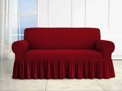 Copridivano con volant waffel con gonnellino elasticcizato poltrona, 2 3 4 posti - Immagine 1 di 4