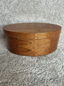 Shaker Oval Wooden Handmade Box W/Cooper Tacks - Picture 1 of 7