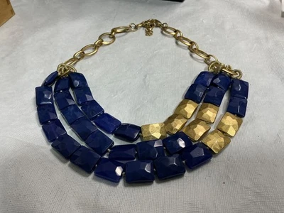 "Collar Stella and Dot Bahari piedra azul y tono dorado grueso declaración 20""" Foto 1 de 4
