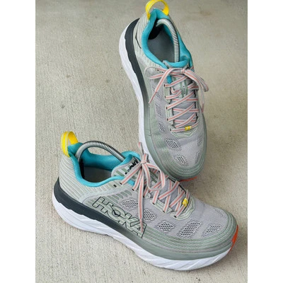 Hoka One One Bondi 6 Women’s 9.5 D Vapor Blue Wrought Iron Running Sneaker Shoes - Image 1 of 4