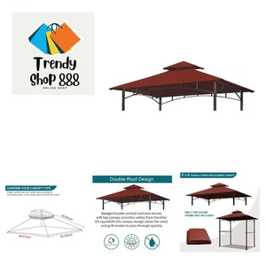 Grill Gazebo Replacement Canopy Top - 5x8 Gazebo Roof Double Tiered Outdoor B... - Picture 1 of 8