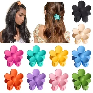 10 Pcs Mini Flower Hair Claw Clips Matte Tiny Non-Slip Jaw Clips Black Set - Picture 1 of 8