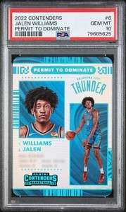2022-23 Contenders Jalen Williams Permit To Dominate Rookie RC CASE HIT 6 PSA 10