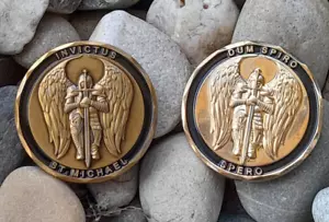 2 x Talisman antik & glanz, Coin St. Michael, Schutzpatron Soldaten u. Polizei - Bild 1 von 3