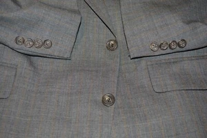 Bill Blass Pure Wool Gray Orange Stripe Custom Suit 48S 42W USA Imported Fabric - Picture 1 of 24