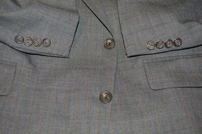 Traje Personalizado Bill Blass Lana Pura Gris Naranja Rayas 48S 42W Tela Importada de EE. UU. Foto 1 de 4