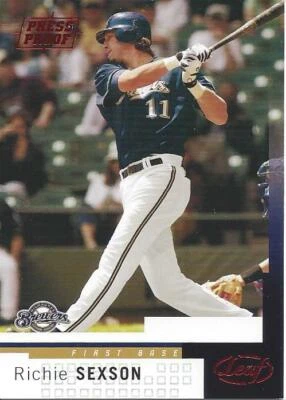 2004 Leaf Press Proof Red Richie Sexson 153 Brewers - Image 1 of 2