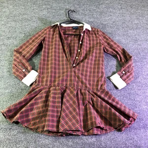 Girls Polo Ralph Lauren Red Plaid Button Up Dress Girls 14 Long Sleeve - Picture 1 of 9