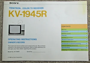 Receptor de TV color Sony Trinitron KV-1945R instrucciones de funcionamiento SSPB 1980 - Imagen 1 de 5