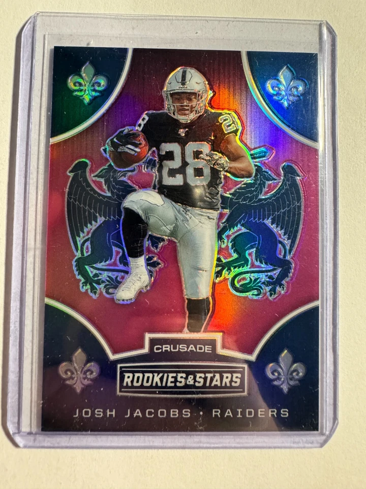 K157,378 - 2019 Rookies and Stars Crusade Pink #23 Josh Jacobs #/50 - Image 1 of 1