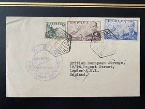 SPAIN 23rd Oct 1950 BEA First Flight Airmail Cover Barcelona to London - Picture 1 of 4