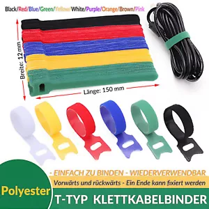 Velcro Cable Ties Hook and Loop Hook and Loop Cable Ties Fastener T Type Reusable - Picture 1 of 7