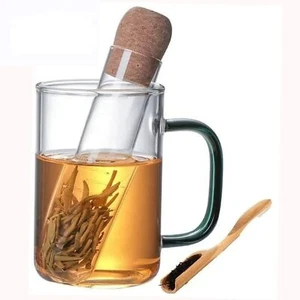 Glass Tea Infuser With Cork Lid And Bamboo Spoon Clear And Modern For All Type O - Picture 1 of 7