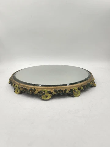 Antique large plate glass mirror plateau, ornate Art Nouveau poppies rim 10 feet Cover