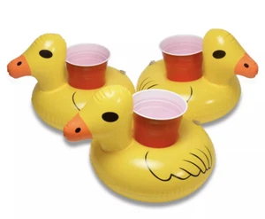 Inflatable Duck Drink Holder (3 Pack): Float your drinks in style NEW - Picture 1 of 1