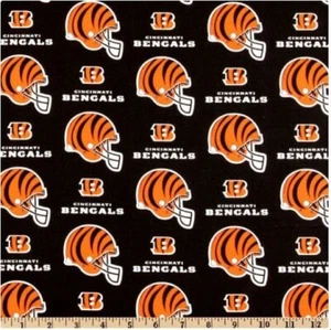 Tela de algodón acolchada negra BTY NFL Team Cincinnati Bengals por yarda 6229-D - Imagen 1 de 1