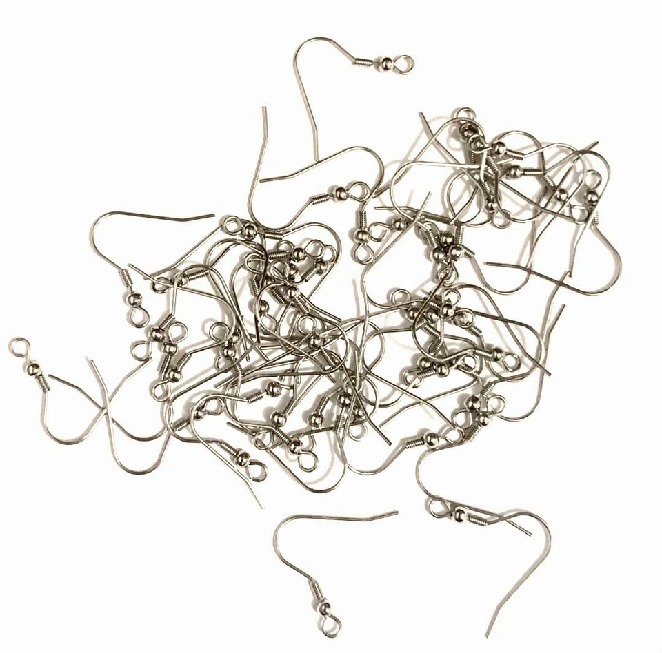 316L Surgical Steel Earring Wire Fish Hook DIY Earing Blanks X 50Pairs UK SELLER