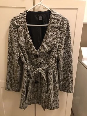 Elena Solano Women’s Black & White Light Wrap Coat Size Large - Image 1 of 4
