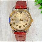 Timex Ladies Quartz Indiglo Date Watch Goldtone Brown Leather Band *Working*