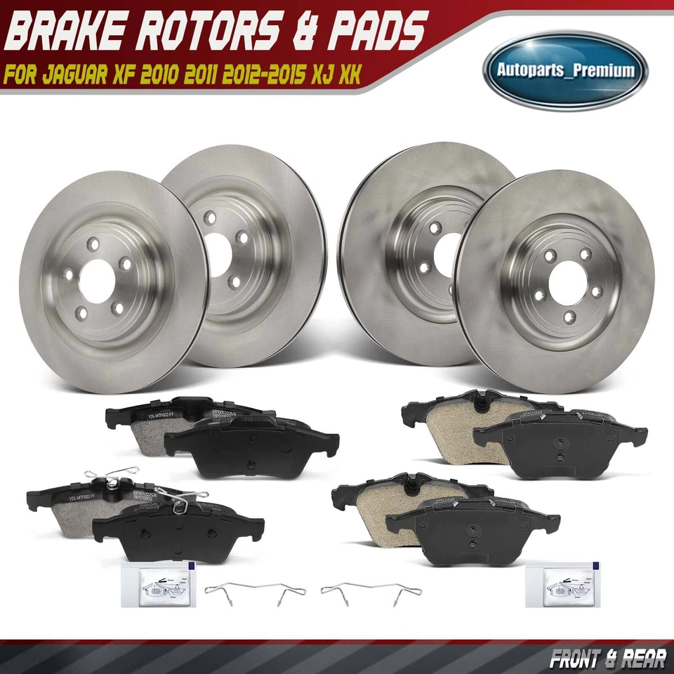 Front & Rear Side Disc Brake Rotor & Brake Pads for Jaguar XF 2010-2015 XJ XK - Image 1 of 4