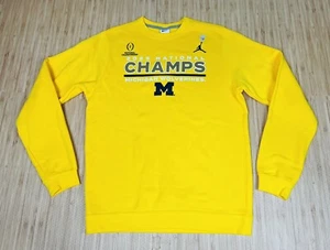 Nike Jordan Michigan Wolverines 2023 National Championship Yellow Sweatshirt Sml - Picture 1 of 15