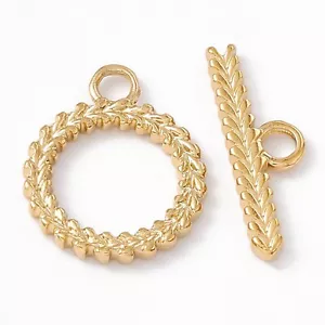 10 Sets Real 18K Gold Plated 304 Stainless Steel Toggle Clasps Ring 18x15x1.5mm - Picture 1 of 2