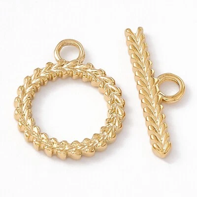 10 Sets Real 18K Gold Plated 304 Stainless Steel Toggle Clasps Ring 18x15x1.5mm - Image 1 of 2
