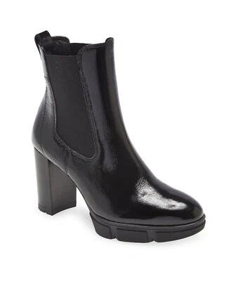 NUEVO CON ETIQUETAS $530 PAUL VERDE JACQUELINE PLATAFORMA CHELSEA BOTA CHAROL NEGRO 10.5 (TD29) Foto 1 de 4