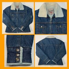 Steve & Barry's Women’s XL Denim Sherpa Jacket Lined Full Zip Chest 42” Fitted