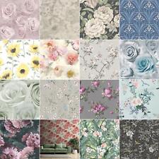 FLORAL WALLPAPER - VARIOUS DESIGNS AND COLOURS - FLOWERS ROSES BIRDS NATURE