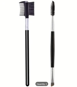 Professional Eyebrow Brush & Comb Set Thin Angled Brush Eyeliner 2 X Brush Kit - Picture 1 of 5