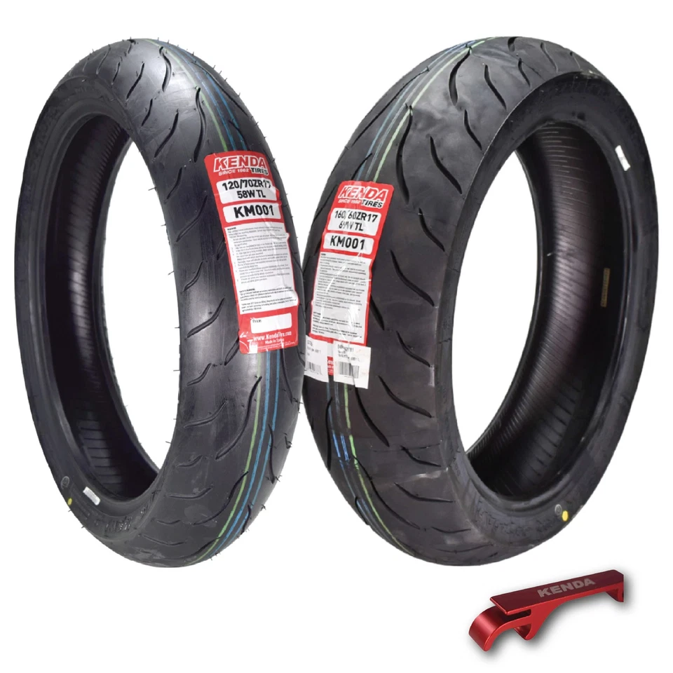 Neumáticos deportivos para moto de turismo Kenda KM1 120/70ZR17 y 160/60ZR17 con llavero-2pk Foto 1 de 4