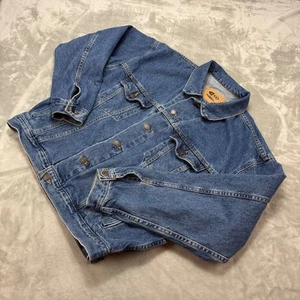 ID Wear Denim Jacket Mens L Blue Jean Button Up Trucker Coat Work Jacket - Picture 1 of 7