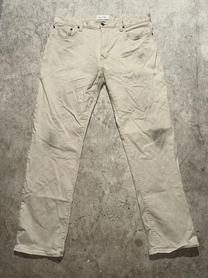 Gap Men's Sz 36x32 Worker Jeans Beige Khaki Cotton Straight Leg Distressed Denim - Image 1 of 4