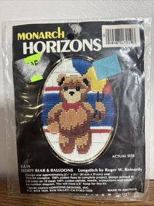 Monarch Horizons Mini Langstich Teddybär & Luftballons 2,5” x 3,5” Reinardy - Bild 1 von 2