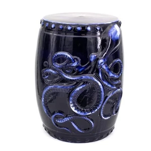 Grotte Deep Blue Kraken Keramik Fass Hocker - Bild 1 von 4