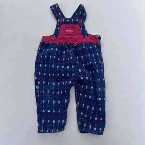 VTG Oshkosh B'Gosh Floral Overalls Kids Size 24M Made in USA - Picture 1 of 3