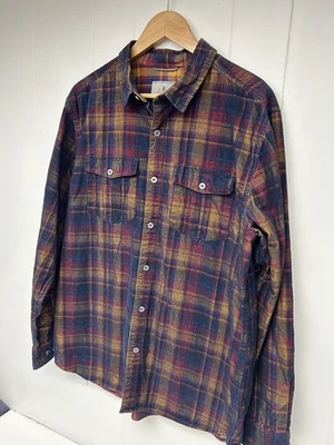 Royal Robbins Shirt Mens L Blue Plaid Button Up Corduroy Long Sleeve Pocket  - Image 1 of 4