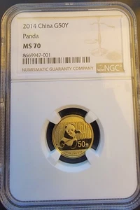 2014 Chinese Panda NGC MS70 Temple Rare Bullion Art Vtg-0.999 Gold 1/10 Oz Coin - Picture 1 of 2