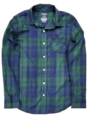 Arizona Boys Blue & Green Plaid Long Sleeved Button Front Shirt Large (14-16) - Image 1 of 2