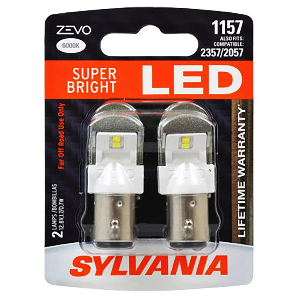 SYLVANIA ZEVO 1157 SUPER BRIGHT WHITE LED BULBS 1 PAIR 2 BULBS -BRAND NEW SEALED - Image 1 of 1