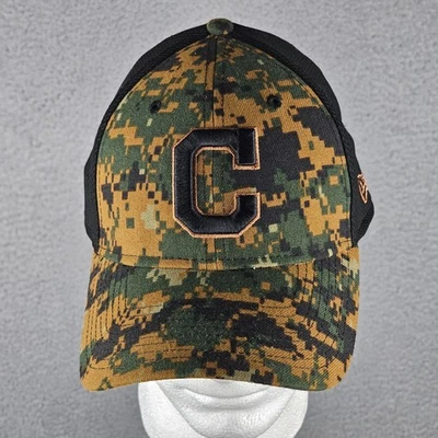 Cleveland Indians New Era 39THIRTY FlexFit Camo Baseball Hat Cap S/M MLB - Image 1 of 4