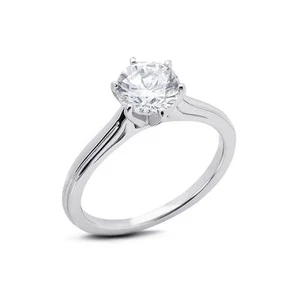 0.53ct H SI1 Round Natural Certified Diamond Platinum Solitaire Engagement Ring - Picture 1 of 7