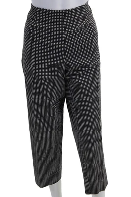 Piazza Sempione Women Ankle Cropped Polka Dot Black Pants Size 50 - Image 1 of 4