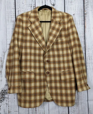 VTG Clipper Craft Plaid Blazer Unisex Wearable, Tan Brown Gold, M see details - Image 1 of 4