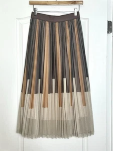 Neu mit Etikett Vintage Wonderful & Young (W.A.Y) Plissee Lagenlook Tüllrock Gr. M gefüttert braun - Bild 1 von 9