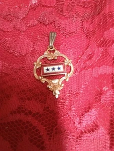Unique WWII Era Blue Star Pendant With 3 Stars, Unsigned, Uncommon, Historic - Picture 1 of 5