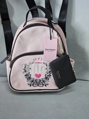 JUICY COUTURE Pink POWDER Blush HERITAGE Embroidered VELOUR Bag BACKPACK - NWT - Image 1 of 4