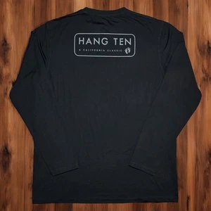 Hang Ten Shirt Mens Large Black Beach Surf Long Sleeve UV Protection UPF 50 - Picture 1 of 5